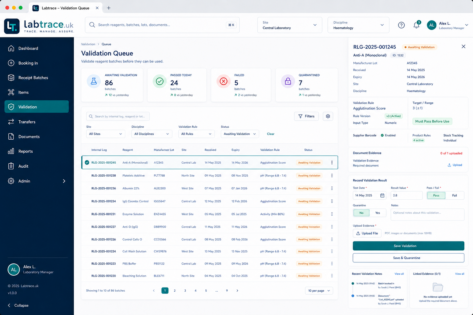 ReagentDiary validation preview